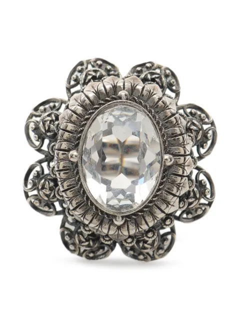 Alexander McQueen Pre-Owned anillo con flores de cristal 2010