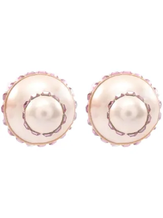 Christian Dior Pre-Owned 2000s パール ラインストーン ピアス Christian Dior Pre-Owned 2000s パール ラインストーン ピアス
