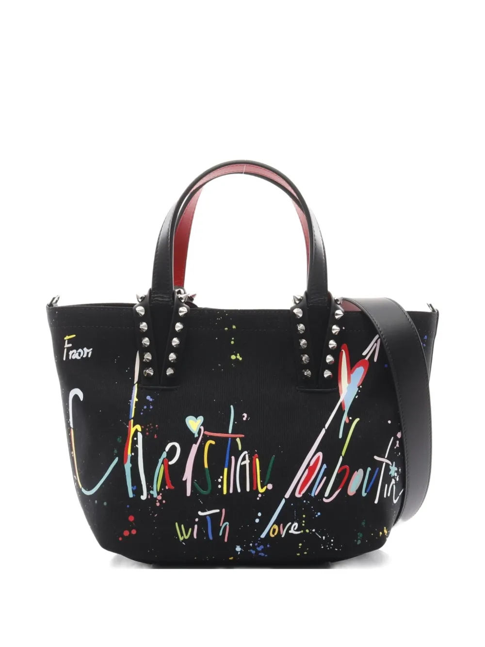 Christian Louboutin Pre-Owned 2020s カバタ グラフィティ ハンドバッグ - ブラック Christian Louboutin Pre-Owned 2020s カバタ グラフィティ ハンドバッグ - ブラック