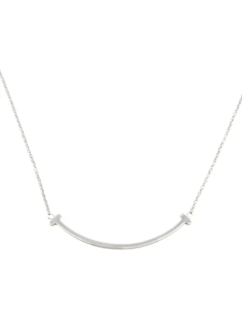 Tiffany & Co. Pre-Owned 2010s 18K white gold small T-smile necklace
