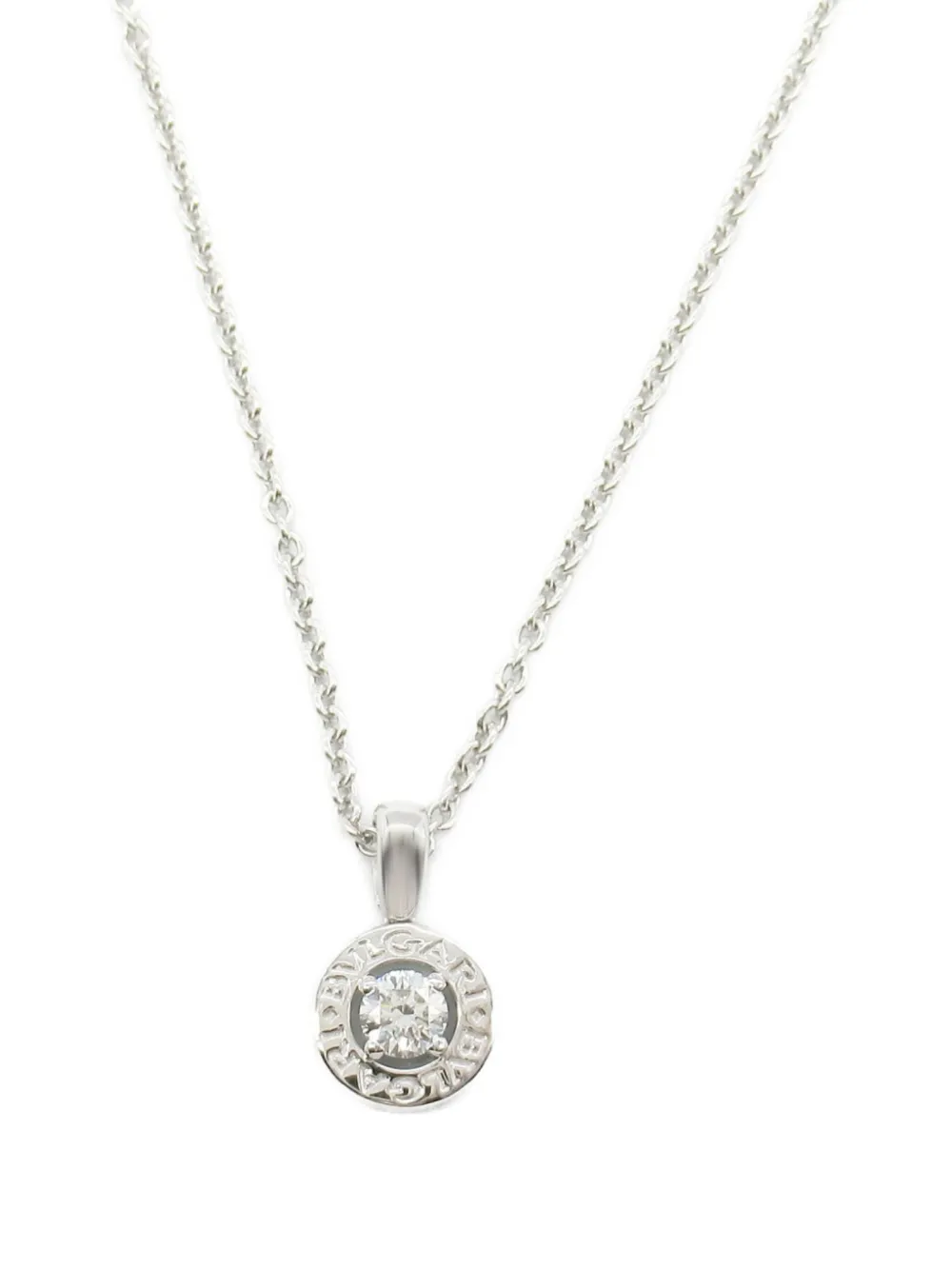 Bvlgari Pre-Owned 2010s 18K white gold 1PD diamond necklace - シルバートーン Bvlgari Pre-Owned 2010s 18K white gold 1PD diamond necklace - シルバートーン