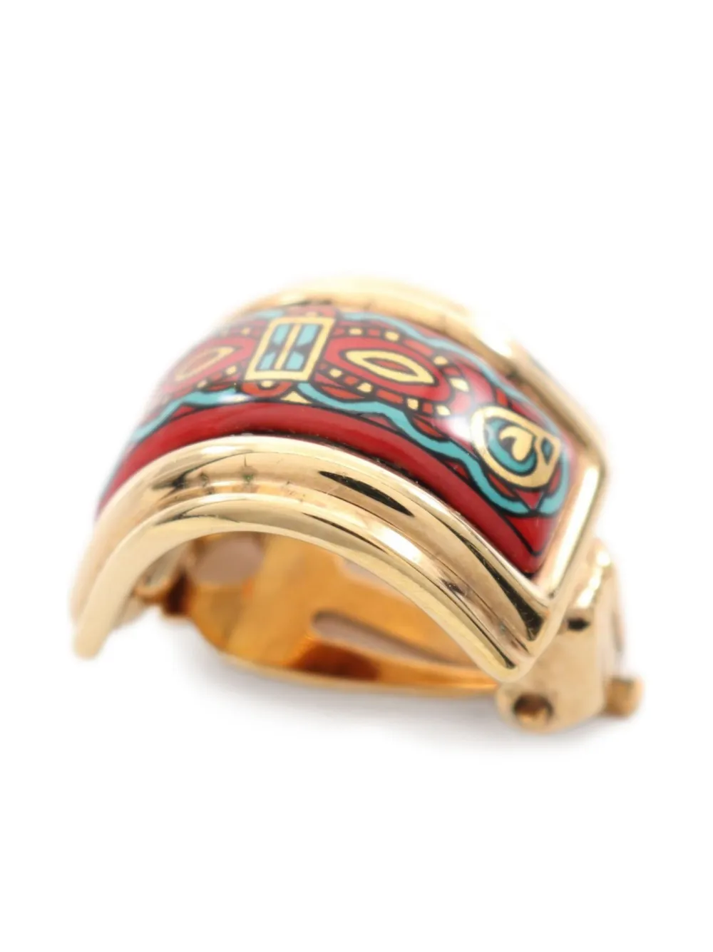 Pre-owned Hermes 2000s Enamel Hoop Earrings