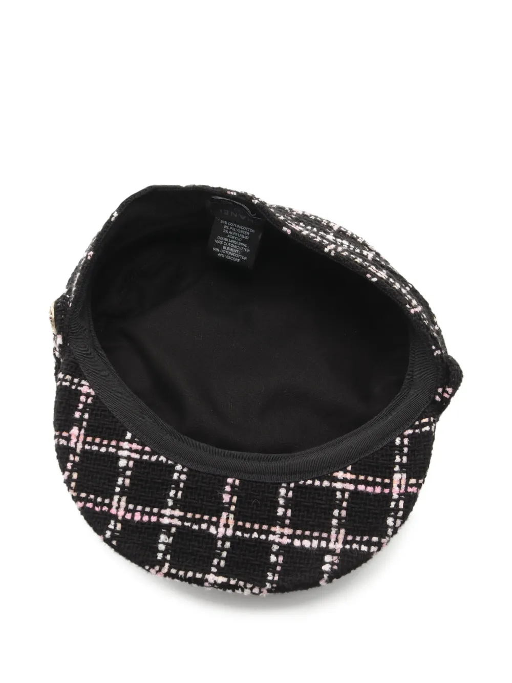 Pre-owned Chanel Checked Wool Beret In Black