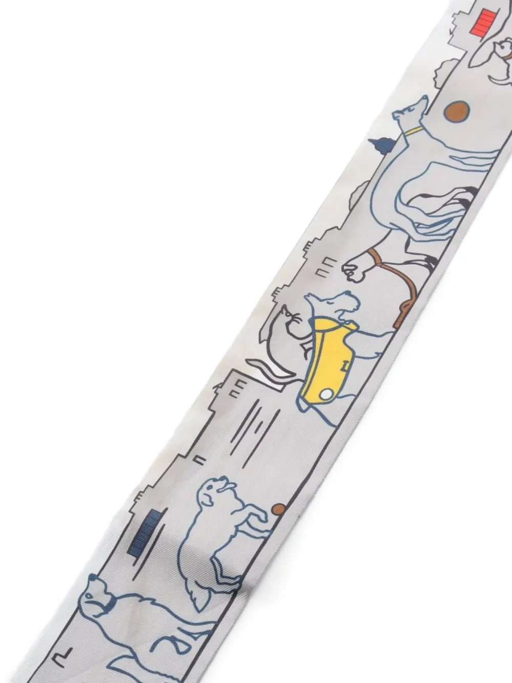 Hermès Pre-Owned mascada Twilly Parisain Dog de seda 2000 | Image 2