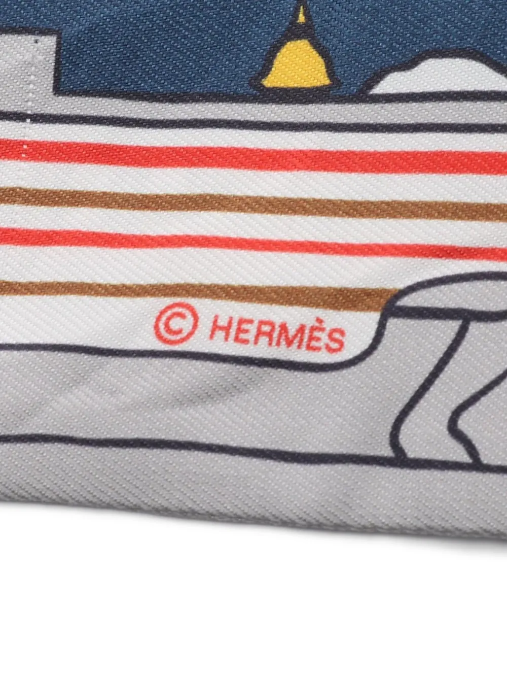 Pre-owned Hermes 200s Twilly Parisain Dog Silk Scarf
