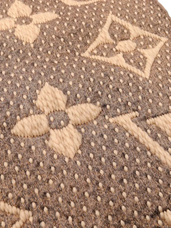 Louis Vuitton Pre-Owned 2019 Monogrammed Fringed Scarf Neutrals