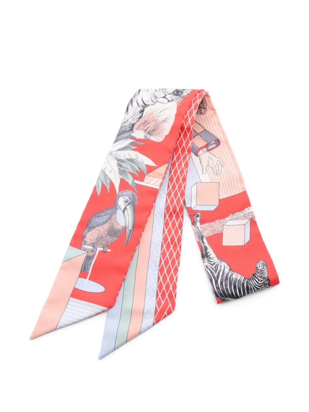 Hermès Pre-Owned 2010s Twilly Grand Theatre Nouveau silk scarf - ホワイト Hermès Pre-Owned 2010s Twilly Grand Theatre Nouveau silk scarf - ホワイト