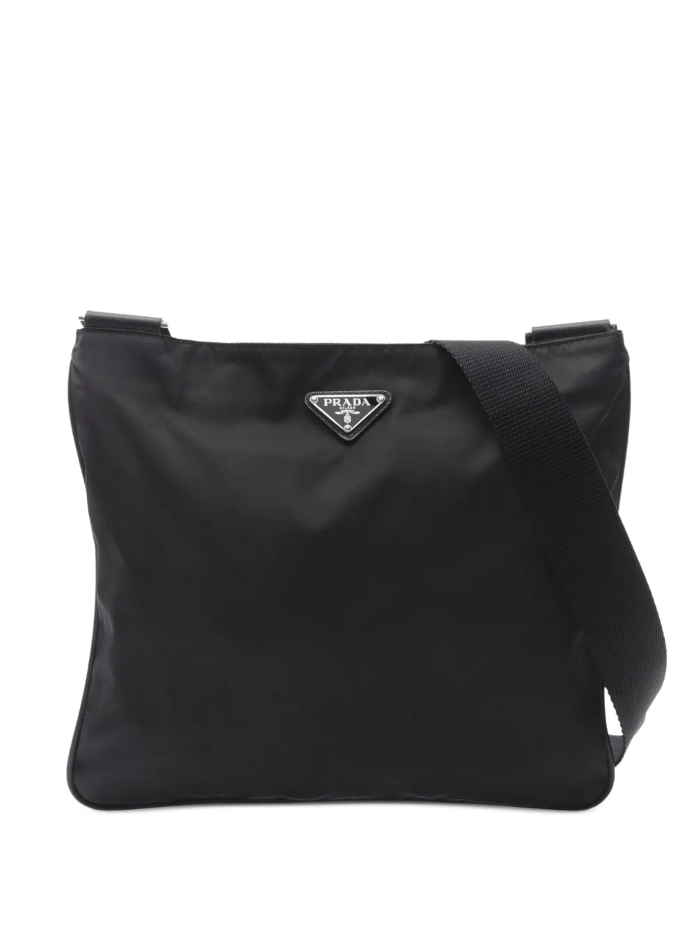 Prada Pre-Owned 2010s トライアングル ロゴ ショルダーバッグ - ブラック Prada Pre-Owned 2010s トライアングル ロゴ ショルダーバッグ - ブラック