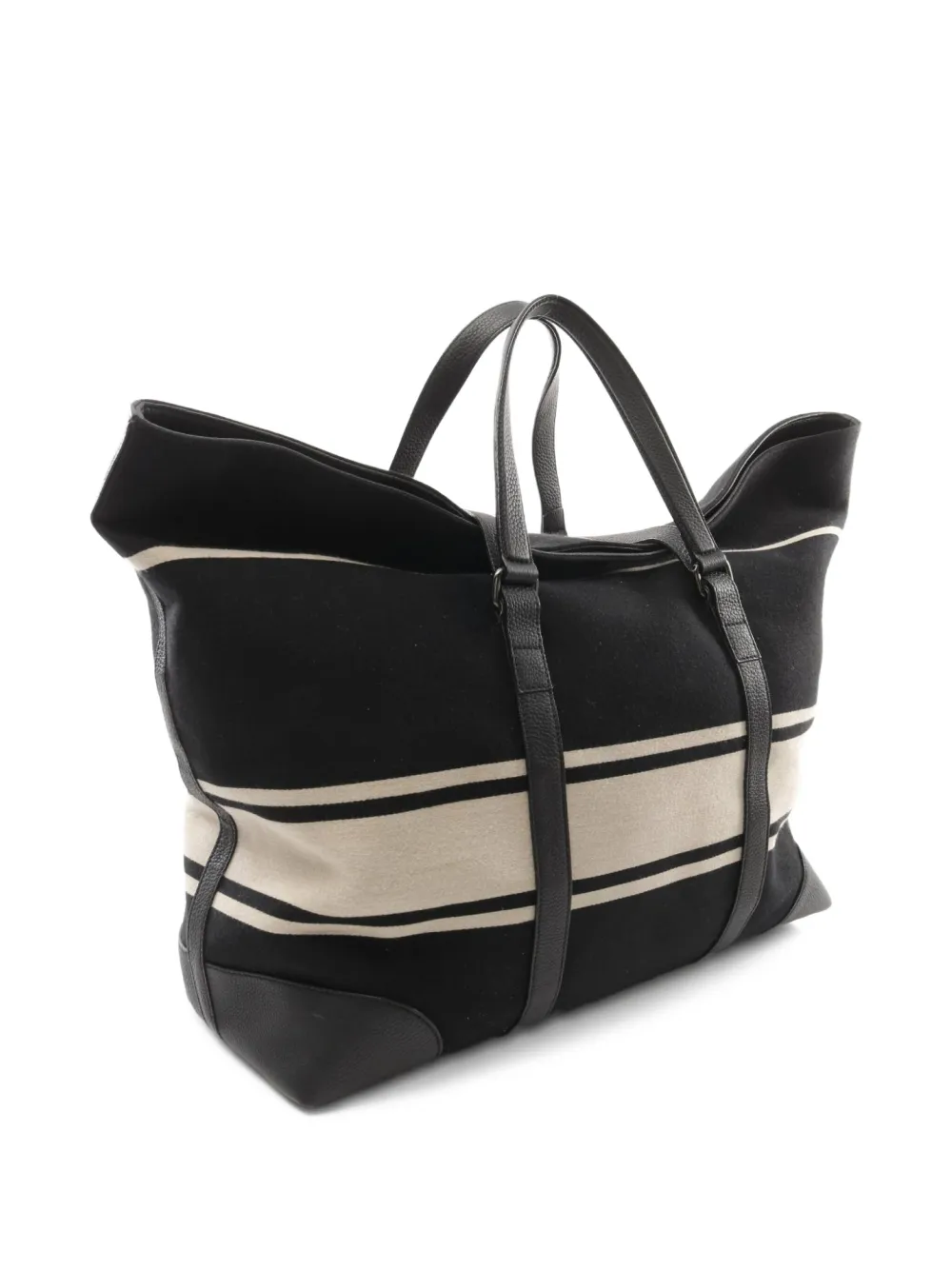 Pre-owned Gucci 2010s Striped Tote Bag In Black