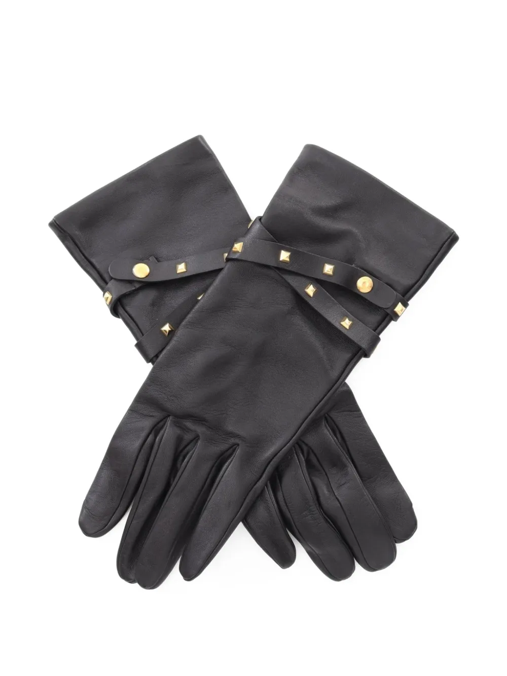 Hermès Pre-Owned 2010s stud-embellished leather gloves - ブラック Hermès Pre-Owned 2010s stud-embellished leather gloves - ブラック