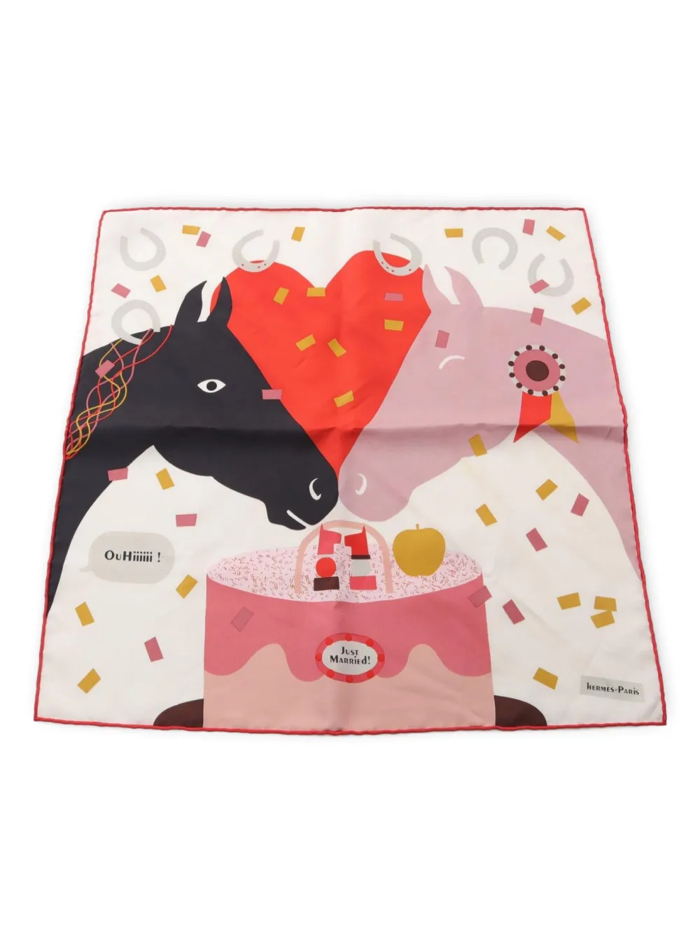 Hermès Pre-Owned 2000s Petit Carrés 45 Gavroche Just Married silk scarf | White | Image 1