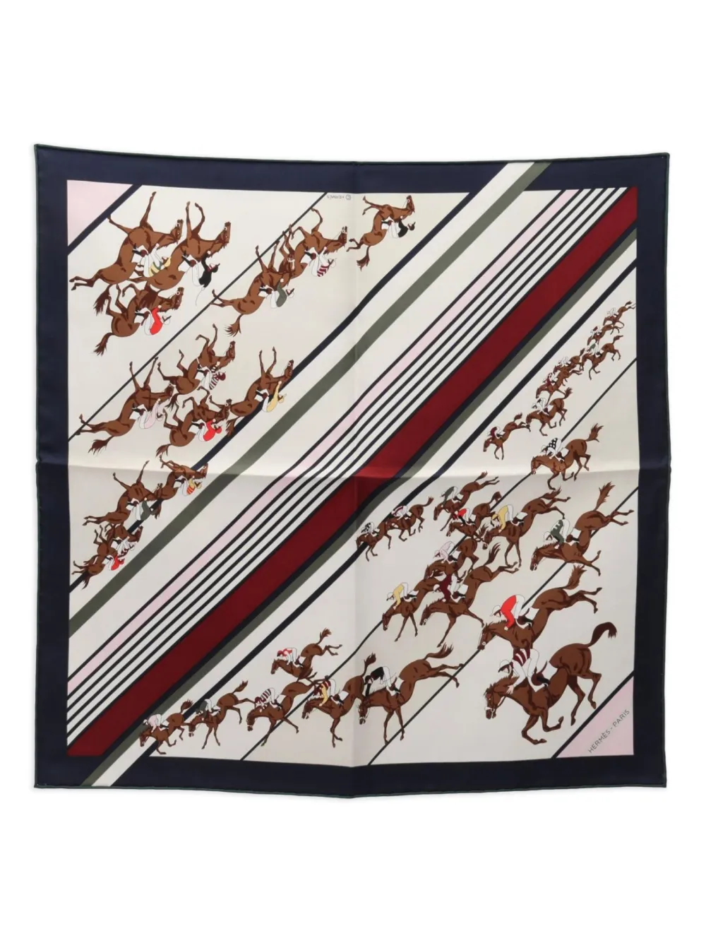 Hermès Pre-Owned 2010s プチ カレ 45 Gavroche Les Courses シルクスカーフ - ホワイト Hermès Pre-Owned 2010s プチ カレ 45 Gavroche Les Courses シルクスカーフ - ホワイト