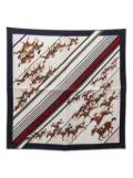 Hermès Pre-Owned 2010s Petit Carrés 45 Gavroche Les Courses silk scarf - White