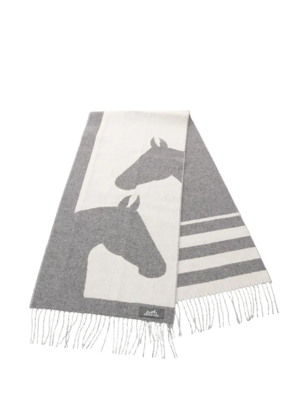 Hermès Pre-Owned 10s Casaque Love Story cashmere scarf | Grey | Image 1