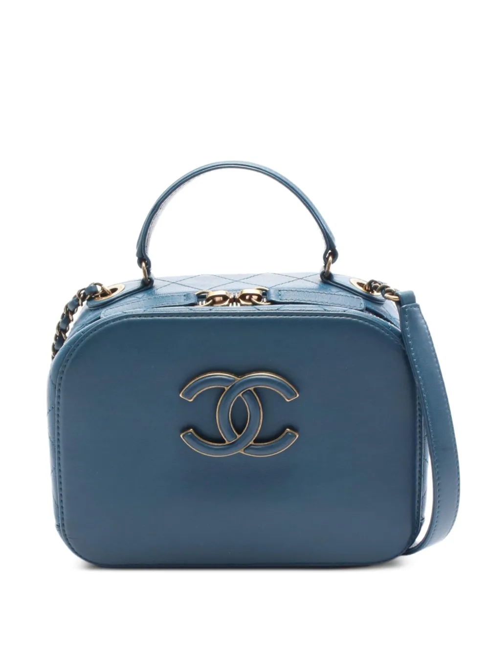 CHANEL Pre-Owned 2017-2018 quilted leather box bag - ブルー CHANEL Pre-Owned 2017-2018 quilted leather box bag - ブルー