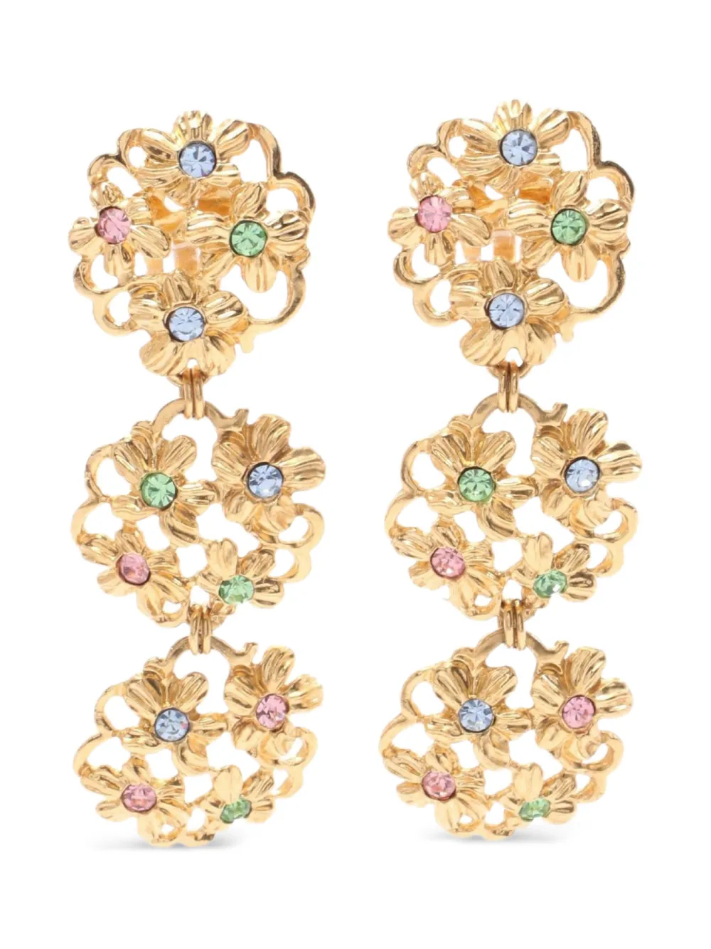Saint Laurent Pre-Owned 2000s floral earrings | Gold | Image 1