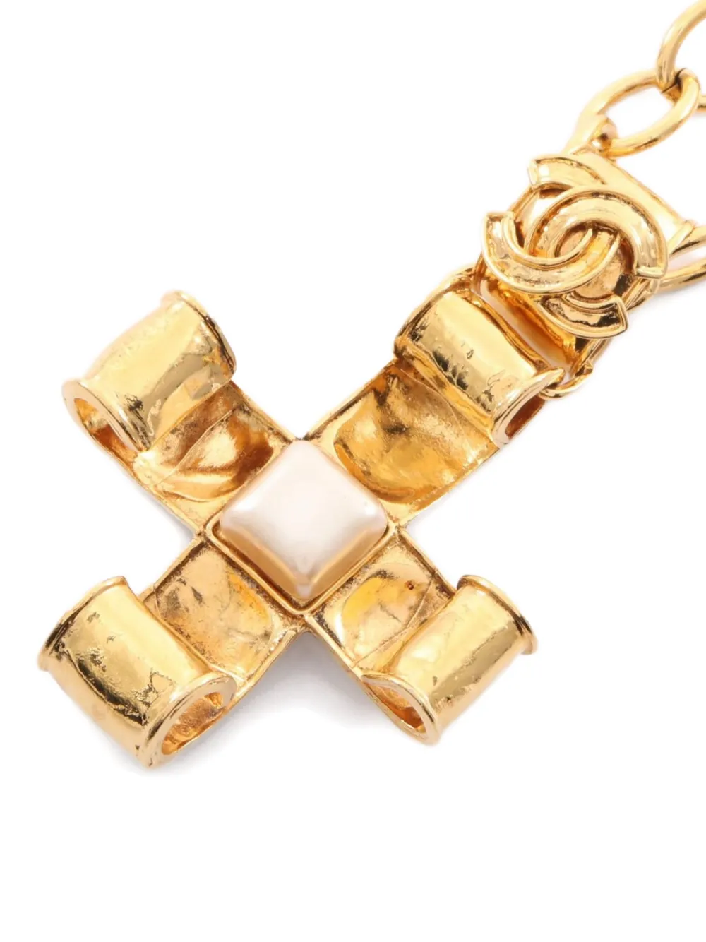 CHANEL Pre-Owned 1986-1988 cross pearl necklace | Image 2
