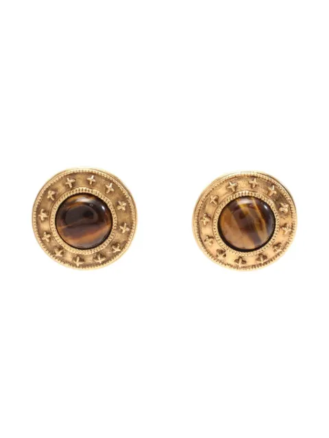 CHANEL Pre-Owned 1986-1988 Tiger Eye clip-on earrings