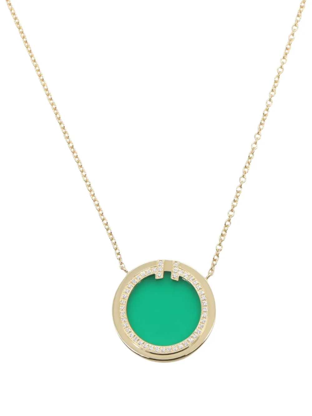 Tiffany & Co. Pre-Owned 2010s 18K yellow gold T Circle agate and diamond necklace | Gold | Image 1