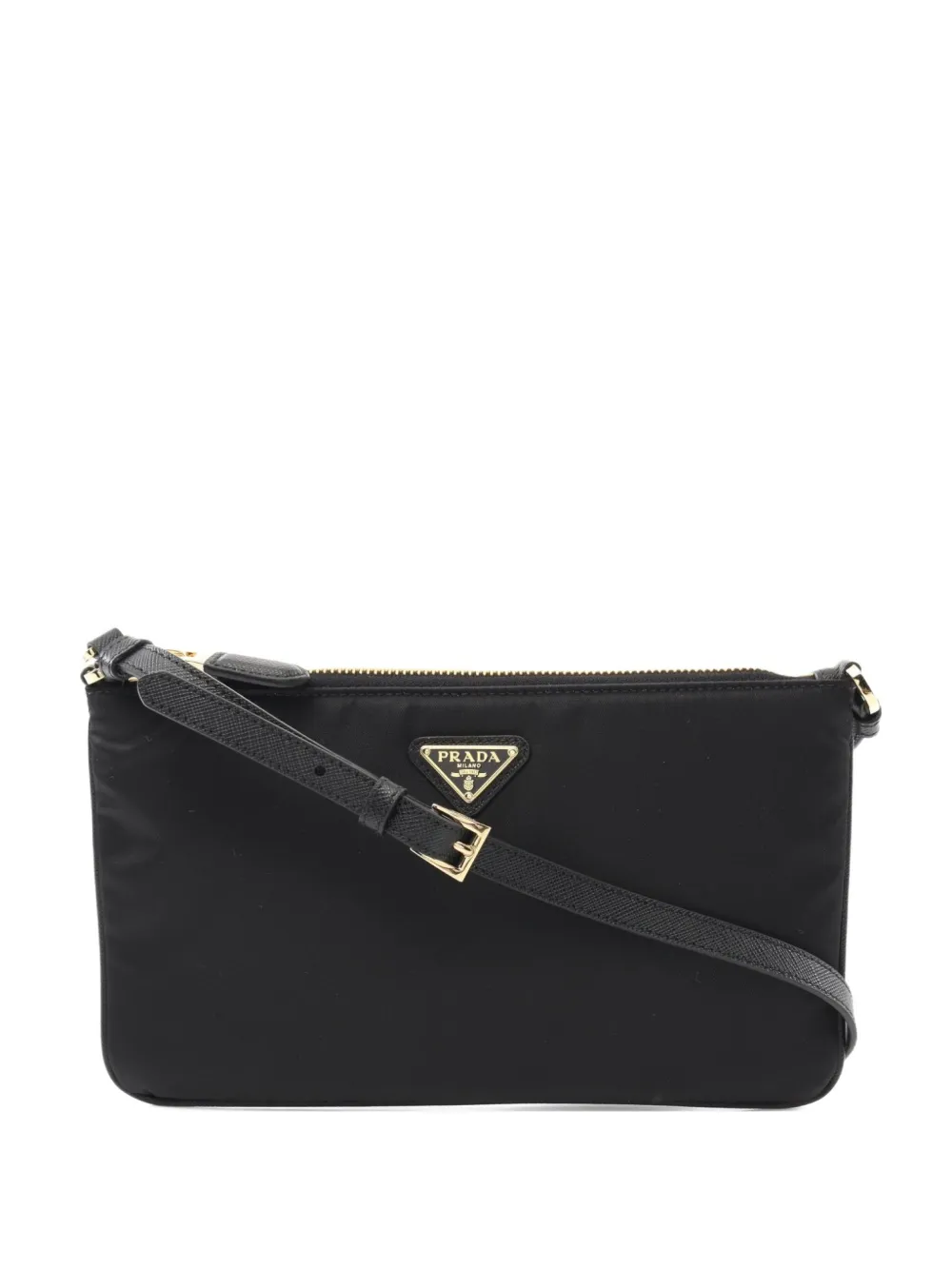 Prada Pre-Owned 2020s トライアングルロゴ ショルダーバッグ - ブラック Prada Pre-Owned 2020s トライアングルロゴ ショルダーバッグ - ブラック