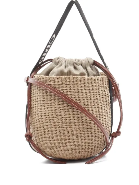 Chloé Pre-Owned 2020s Woody raffia logo shoulder bag