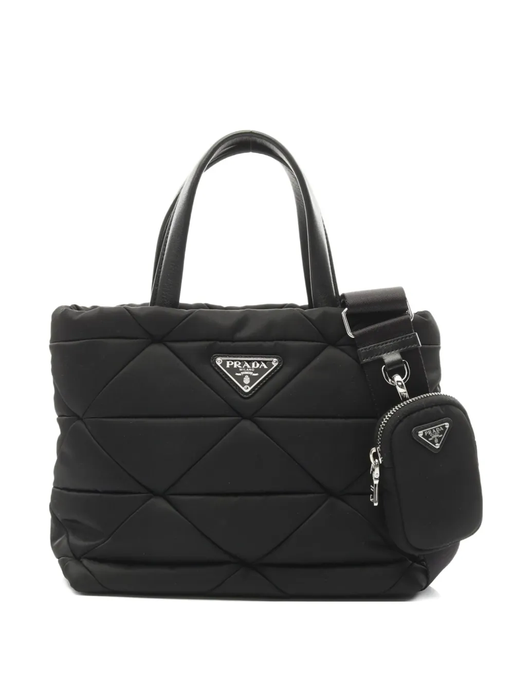 Prada Pre-Owned 2020s Re-Nylon パデッド ハンドバッグ - ブラック Prada Pre-Owned 2020s Re-Nylon パデッド ハンドバッグ - ブラック