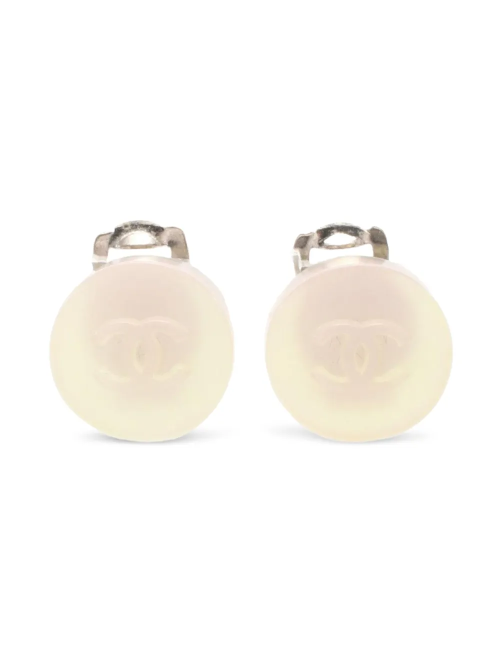 CHANEL Pre-Owned 1986-1988 Interlocking CC-logo earrings | Silver | Image 1