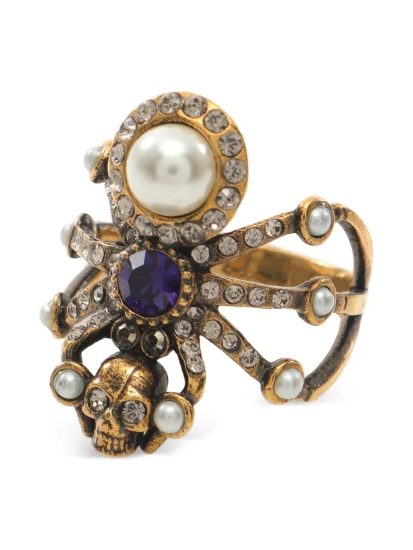 Alexander McQueen Pre-Owned 2010s Spider Skull Ring | Gold