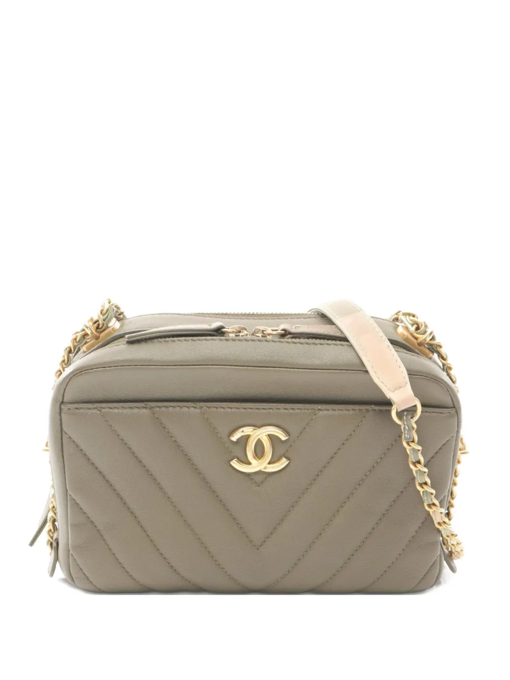 CHANEL Pre-Owned 2018 シェブロン Vステッチ ショルダーバッグ - グリーン CHANEL Pre-Owned 2018 シェブロン Vステッチ ショルダーバッグ - グリーン