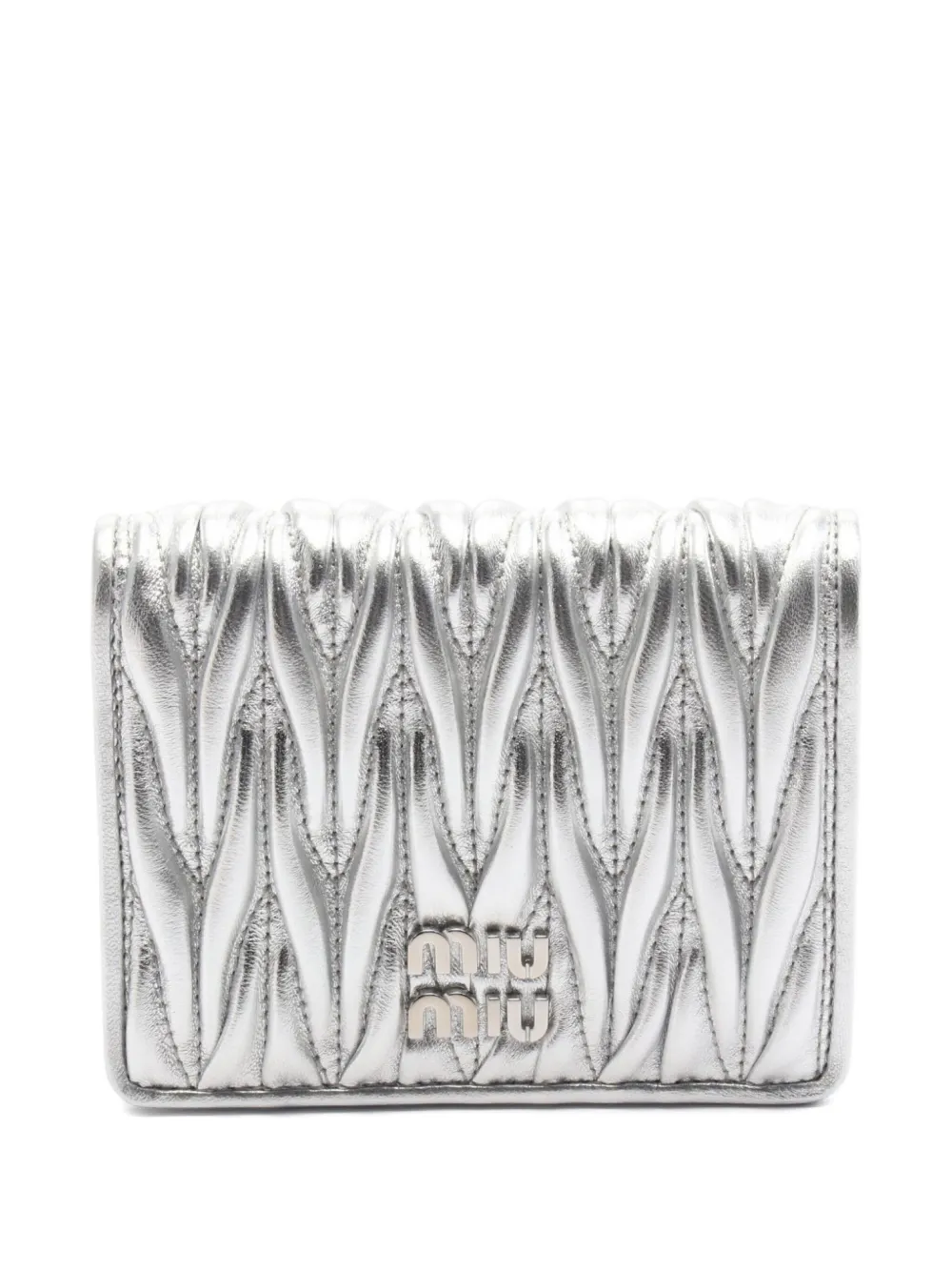 Miu Miu Pre-Owned 2020s matelassé bi-fold wallet | Silver | Image 1