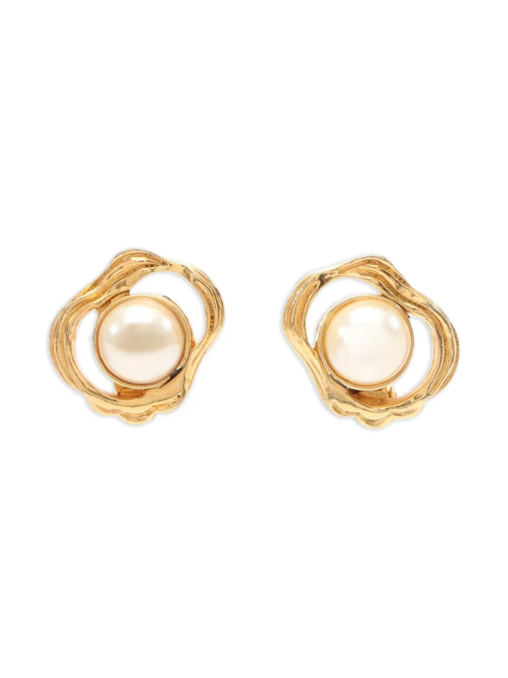 CHANEL Pre-Owned 1986-1988 パール ピアス - ゴールドトーン CHANEL Pre-Owned 1986-1988 パール ピアス - ゴールドトーン