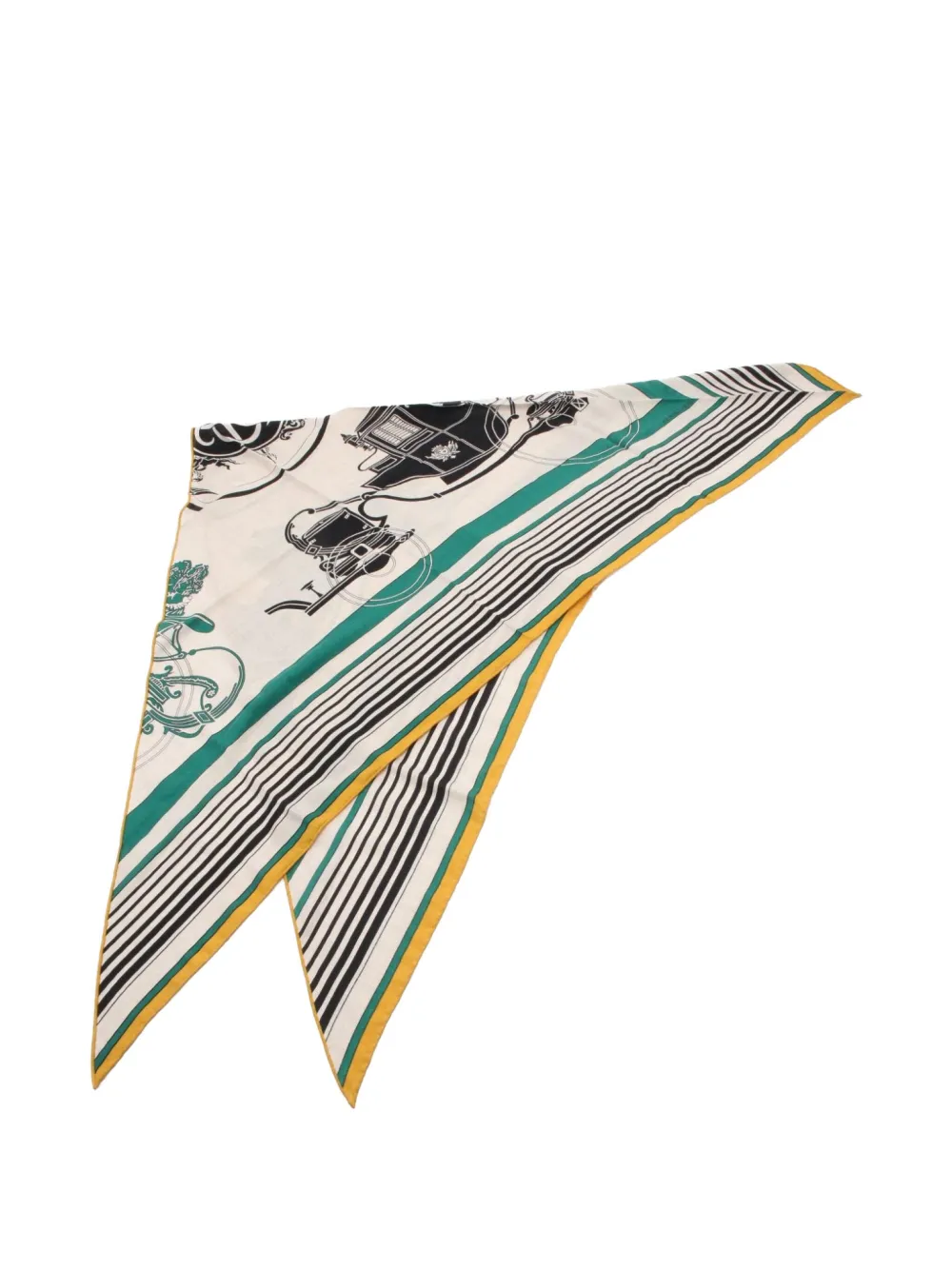 Hermès Pre-Owned 2020s triangle geant Ex-Libris scarf | Green | Image 1