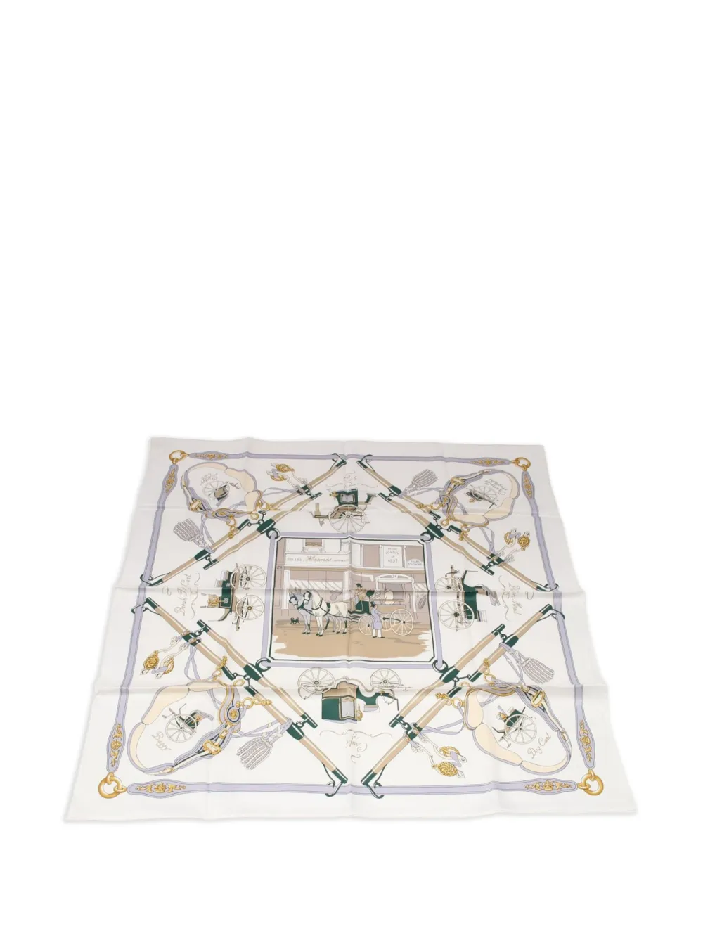 Hermès Pre-Owned 2020s Palonniers silk scarf | White | Image 1