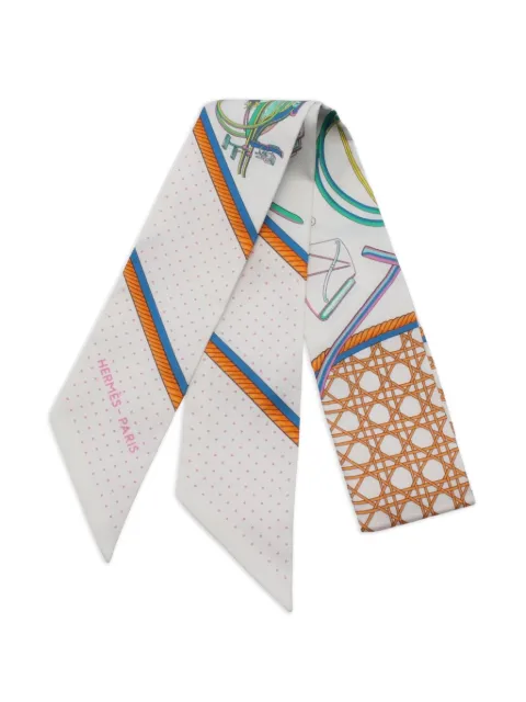 Hermès Pre-Owned 2020s Twilly Les Voitures A Transformation silk scarf