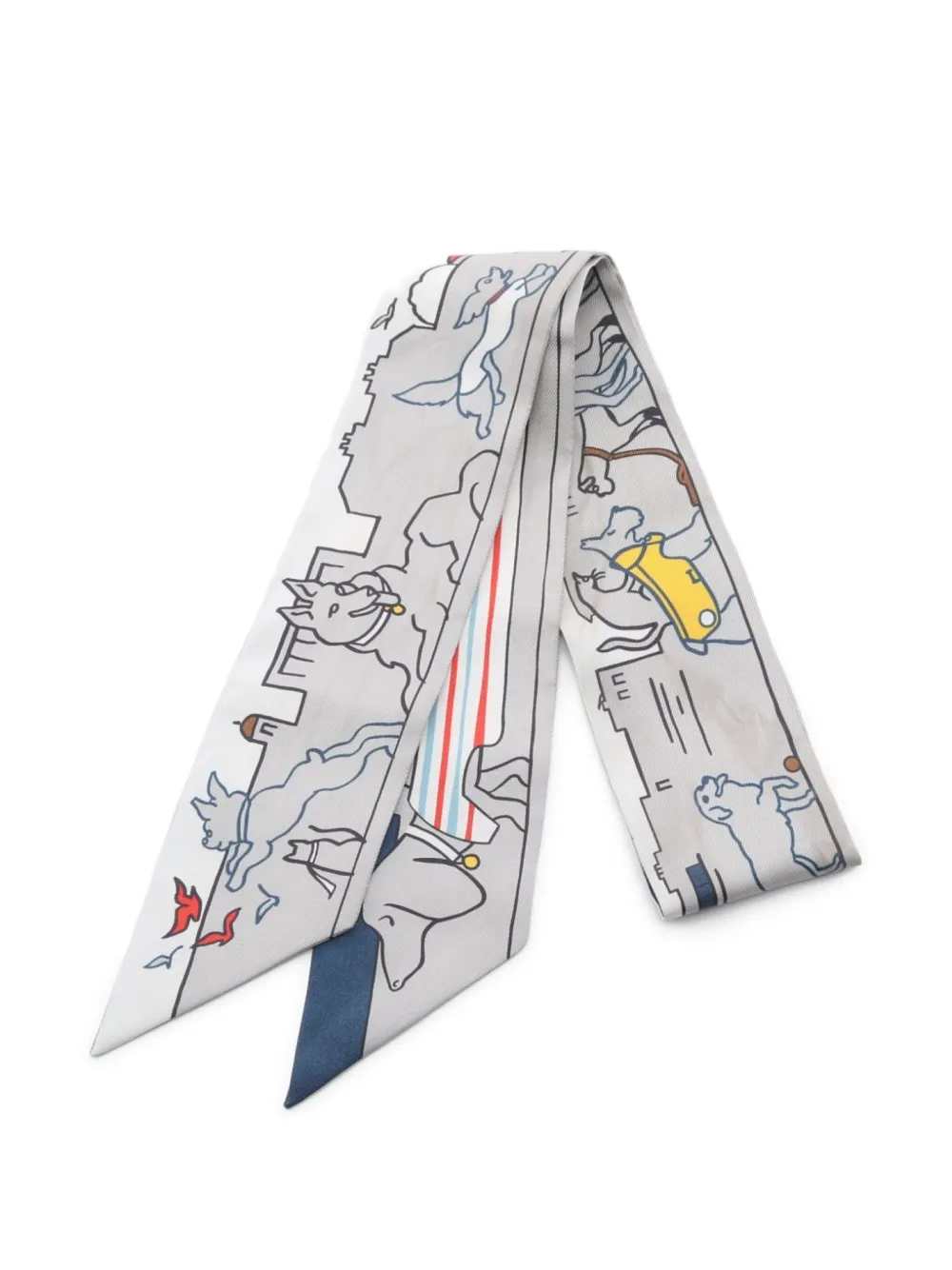 Hermès Pre-Owned mascada de seda Parisian Dog 2000 | gris | Image 1