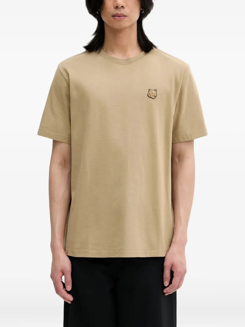 Maison Kitsuné T-shirt met Bold Fox-applicatie Beige