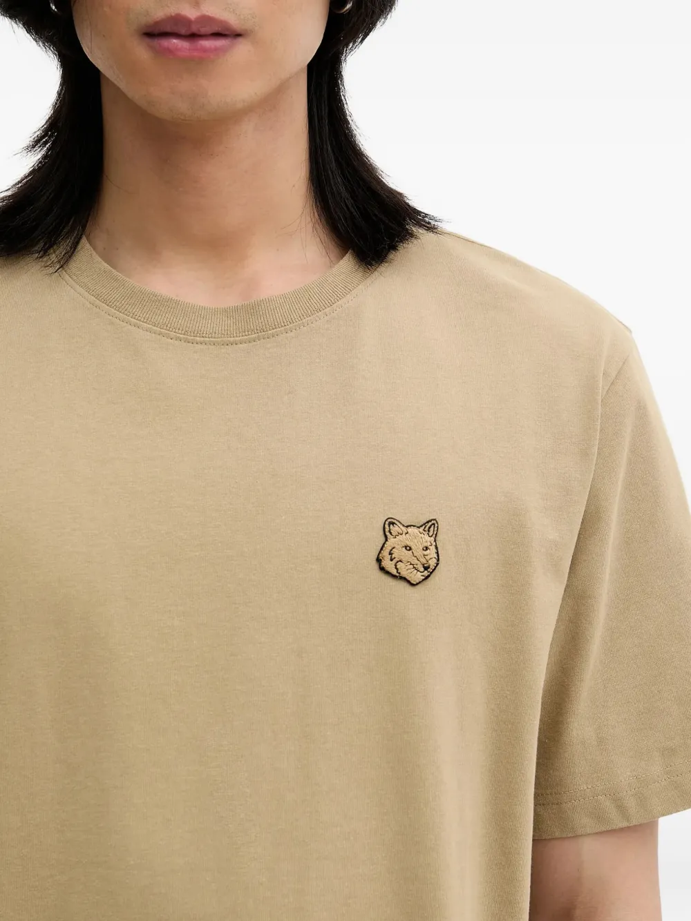 Maison Kitsuné T-shirt met Bold Fox-applicatie Beige