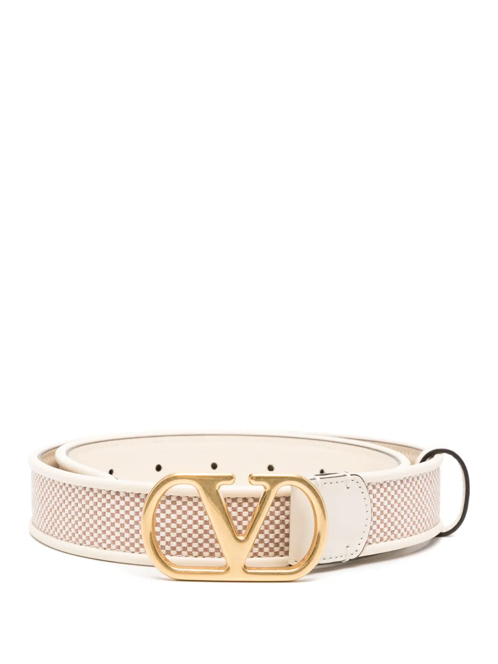 Valentino Garavani Vlogo leather belt Beige