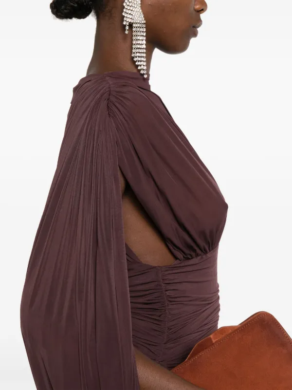 magda butrym purple dress Draped floral-appliqu jersey maxi dress in purple - Magda Butrym