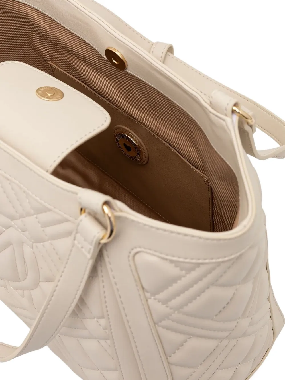 Love Moschino Quilted-logo Tote Bag In Neutral