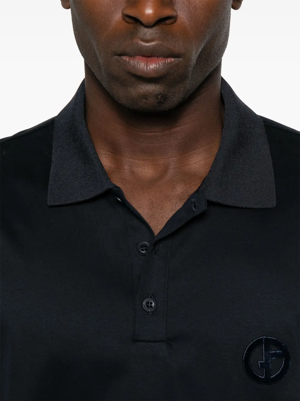 Giorgio Armani Poloshirt met logo-reliëf Blauw