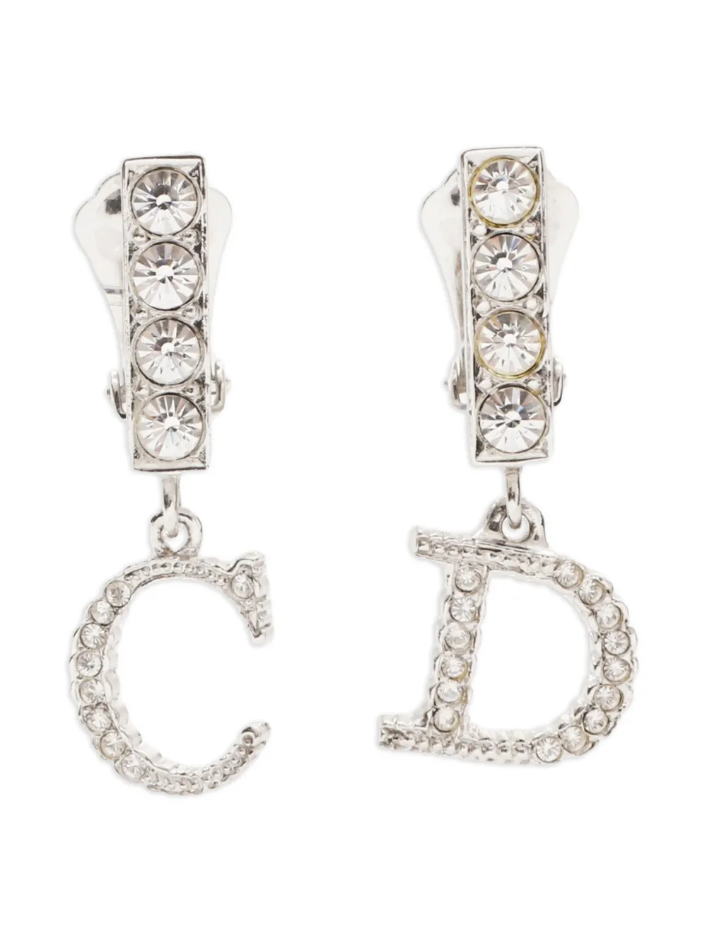 Christian Dior Pre-Owned aretes de clip con detalles de strass 2000-2010 | plateado | Image 1