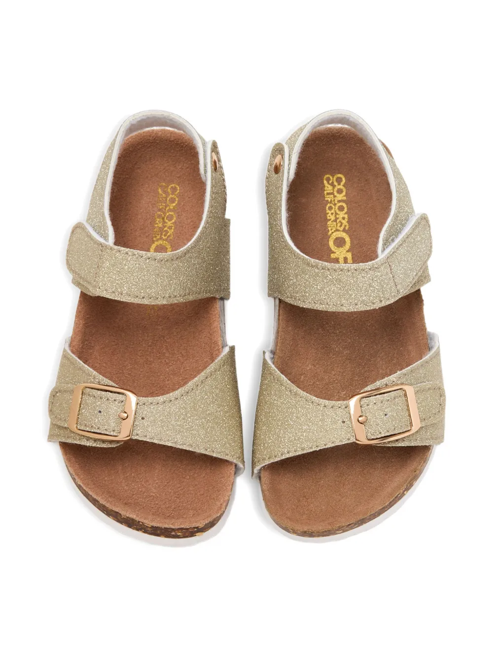 Colors Of California Kids Sandalen met dubbele bandjes en glitter Beige
