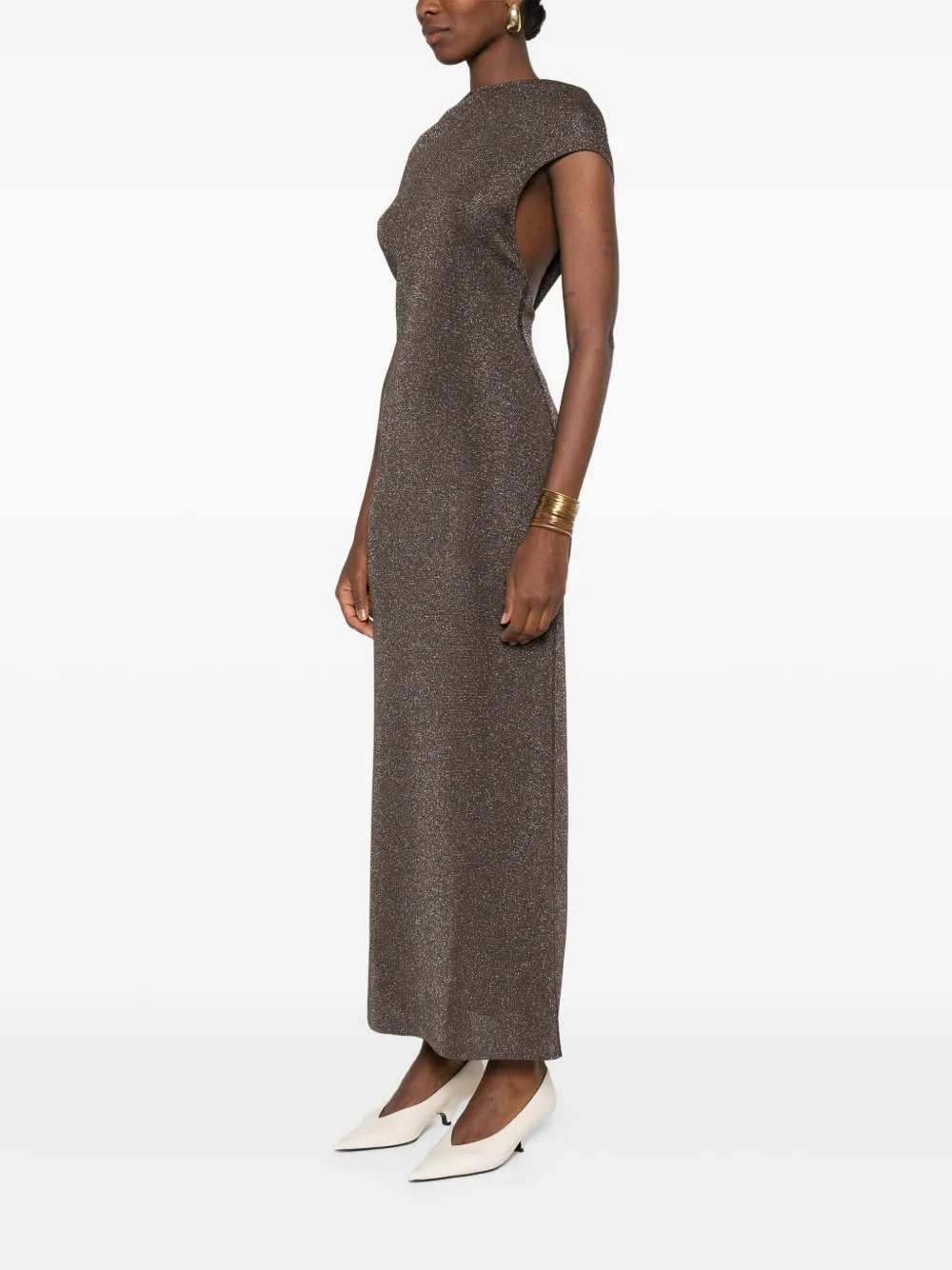 Max Mara lurex-detail dress Bruin