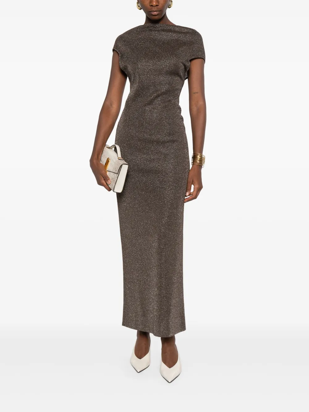 Max Mara lurex-detail dress Bruin