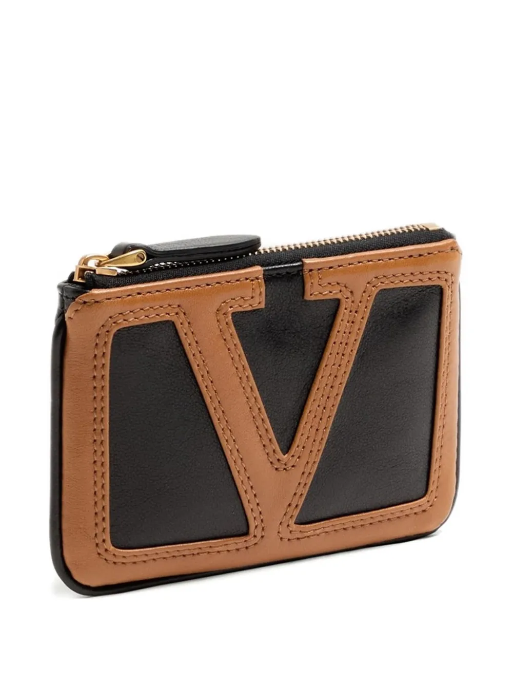 Valentino Logo-embellished Leather Cardholder In Black