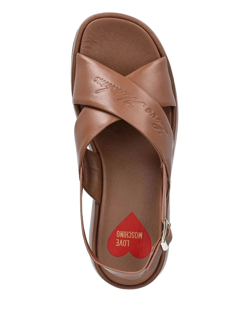 Love Moschino crossover-strap platform sandals Brown