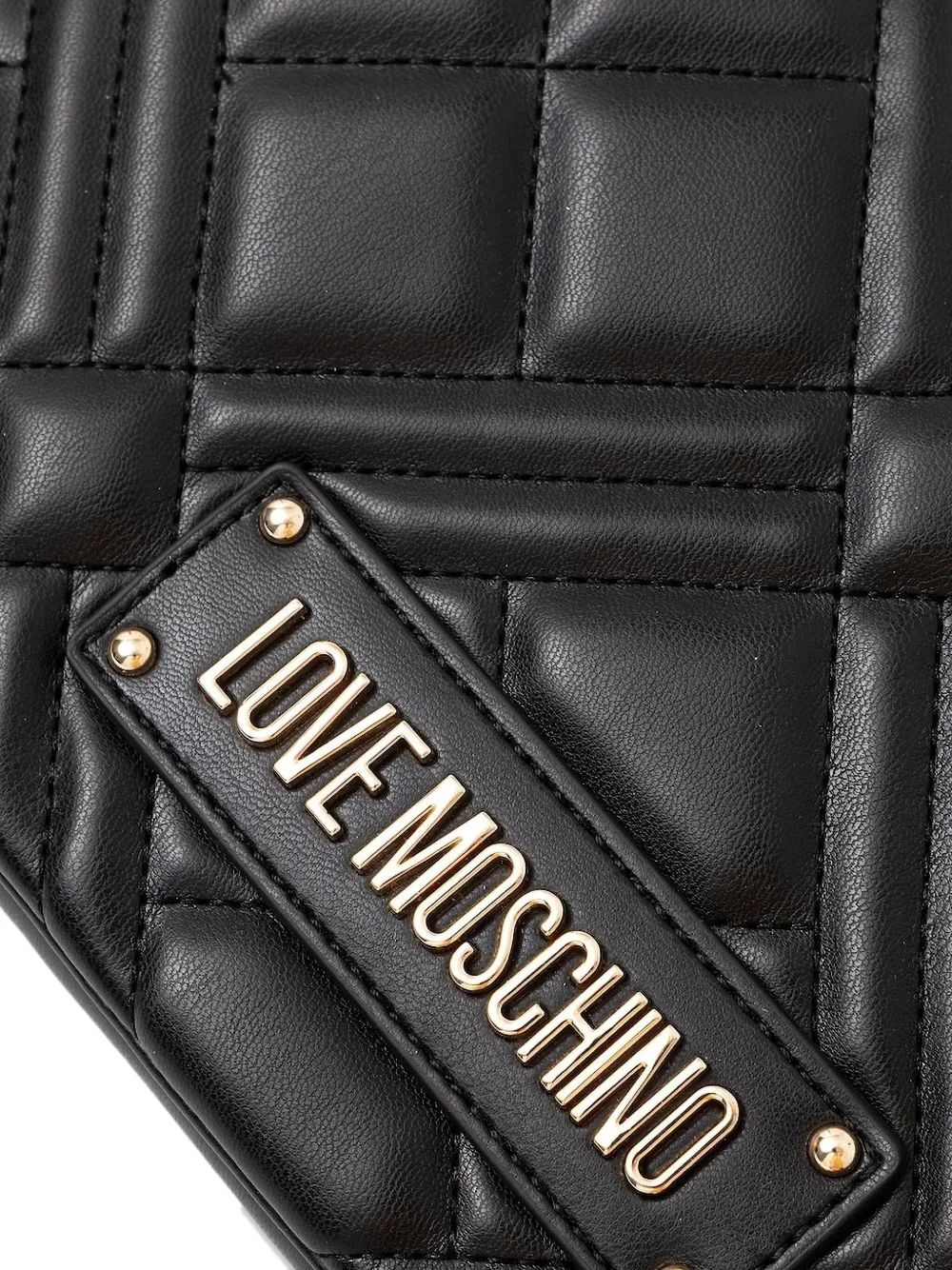Love Moschino Logo-plaque Quilted Crossbody Bag In Black