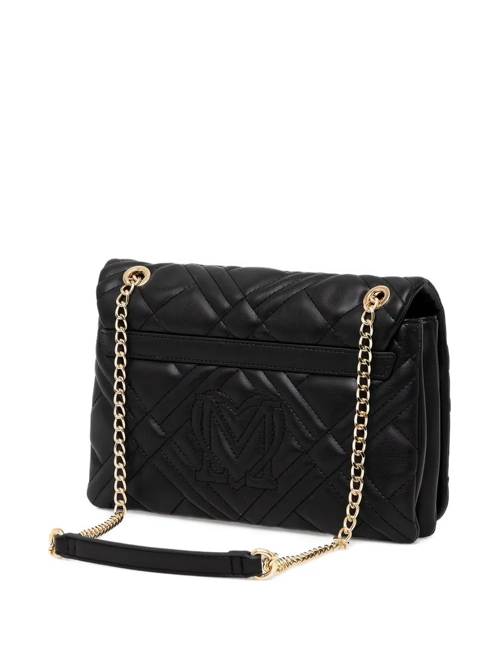Love Moschino Logo-plaque Quilted Crossbody Bag In Black