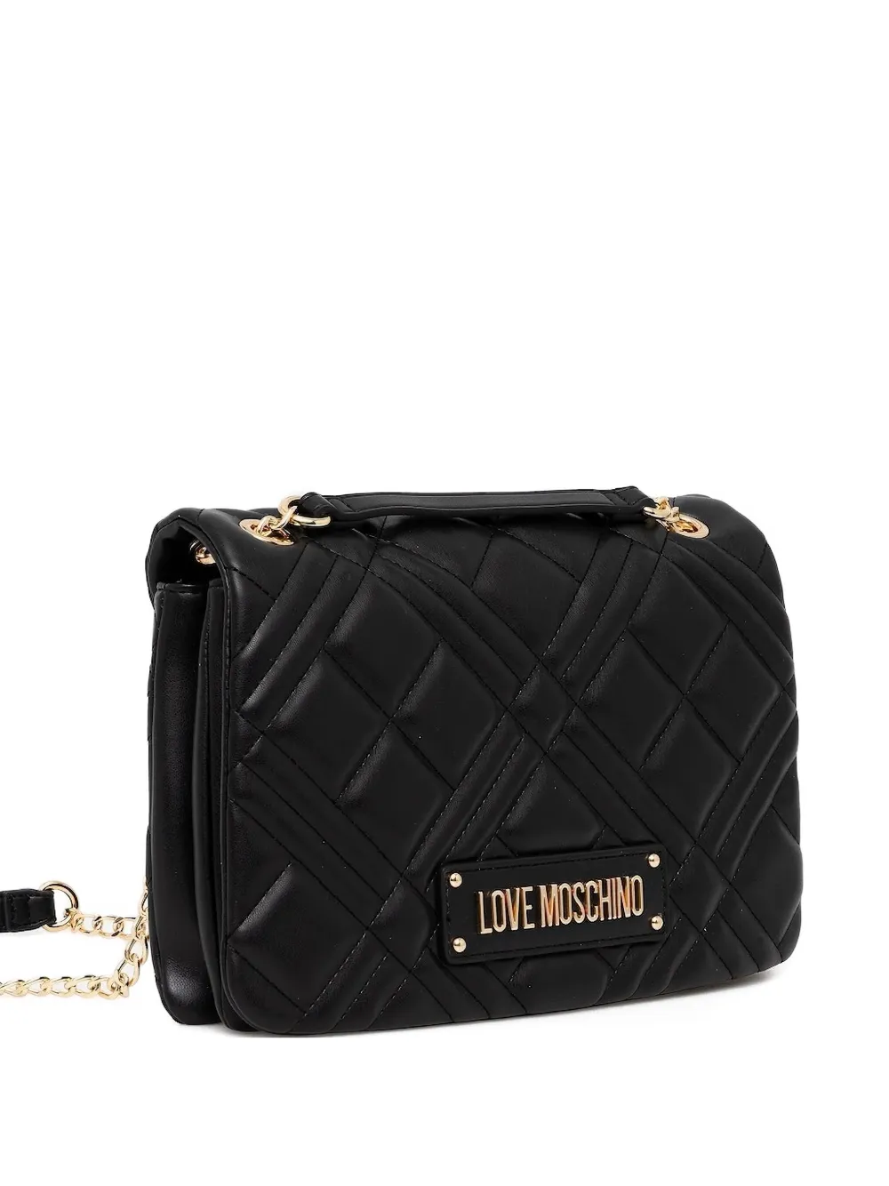 Love Moschino Logo-plaque Quilted Crossbody Bag In Black